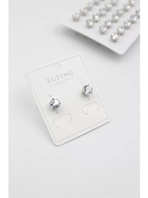 Die Grup Büyük Boy Zirkon Taşlı Tektaş  Küpe - Gümüş