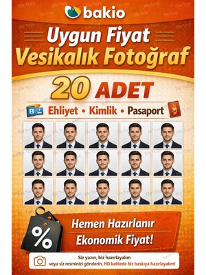 Efe Toys 270 gr Premium Kağıt Üzerine Biyometrik Vesikalık Fotoğraf 20 Adet HD Baskı
