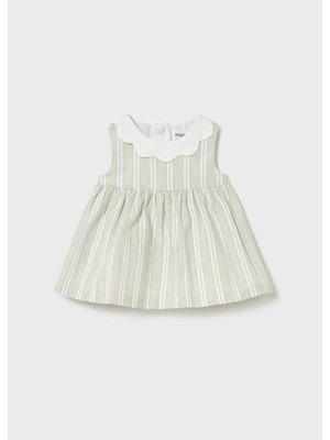 Mayoral Keten Çizgili Elbise Gri