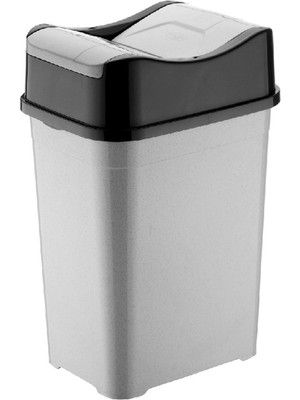 PremiumPort 52 Lt Gri Çift Taraf Itme Kapaklı Büyük Çöp Kutusu, Mutfak ve Ofis Için