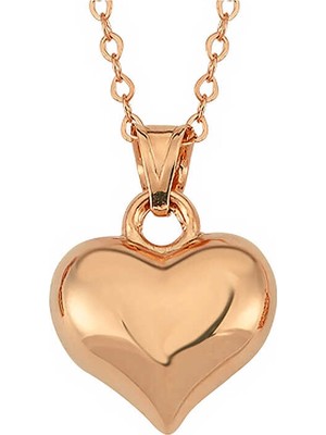 Elwes 925 Ayar Gümüş Rose 3 Boyutlu Kalp Kadın Kolye