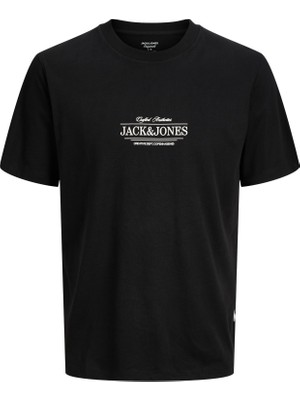 Jack & Jones Erkek Gögüs Baskili Bisiklet Yaka Kisa Kollu Tisört - Cassis