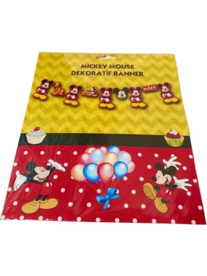 Dizayn Parti Evi Dzyn Mickey Mouse Dekoratif Banner – Doğum Günü Parti Süsü Mickey Temalı Banner