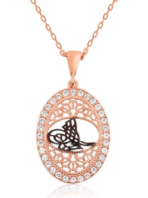 Elwes 925 Ayar Gümüş Osmanlı Tuğralı Kadın Gümüş Kolye