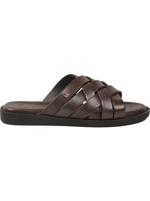 Pierre Cardin Kahve Hafif Hakiki Deri Erkek Terlik PC-7318 M