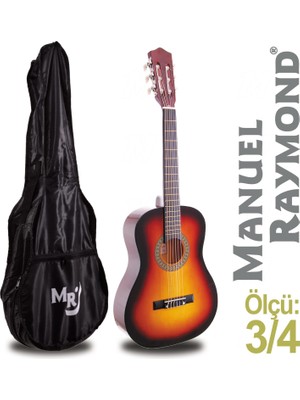 Manuel Raymond MRC87SB 3/4 Boy Junior Klasik Gitar Seti| Sunburst Renk, Çocuklar Için Uygun, Taşıma Kılıfı Hediyeli