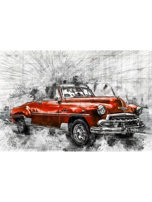 Crimson Chrome Classic — 3D Kabartmalı Premium Duvar Sanatı