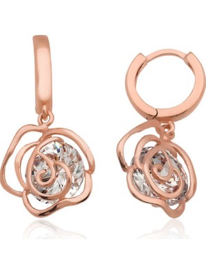 Elwes 925 Ayar Gümüş Sallantılı Gül Küpe