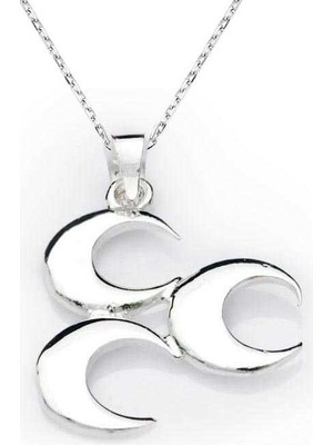 Elwes 925 Ayar Gümüş Üç Hilal Kadın Gümüş Kolye