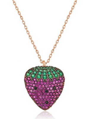 Elwes 925 Ayar Gümüş Çilek Kadın Gümüş Kolye