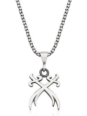 Elwes ​925 Ayar Gümüş Ikili Zülfikar Kılıcı Gümüş Kolye