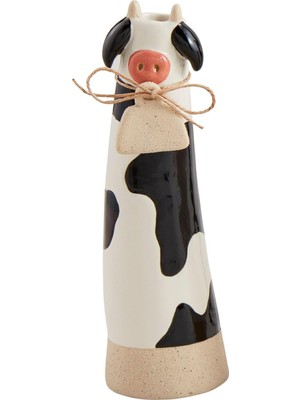 Enyaza Home Mud Pie Çiftlik Kök Vazo, Inek, 23,2 cm x 5,7 cm