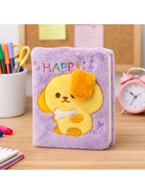 Enyaza Home Kulakları Hareket Eden Mor Peluş Köpek Defter B6 81 Sayfa | Yumuşak Kapak Sevimli Günlük Ajanda | Not Defteri Planlayıcı Hediye