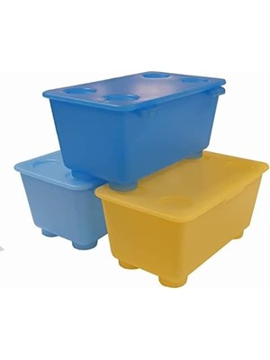 Enyaza Home Glis Kutuları Kapak Mavi, Yeşil ve Beyaz; 3 Adet