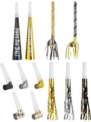 Enyaza Home Yeni Yıl Boynuzları ve Üfleme Değer Paketi | 50 Adet, Tek Beden, Çok Renkli