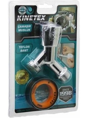 Enyaza Home Çamaşır Musluğu ve Teflon Bant Seti, Su Tesisatı Için Montaj Malzemesi