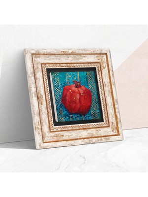 Enyaza Home Nar Taş Duvar Tablosu - Çerçeveli Taş Tablo - Dekoratif Duvar Sanatı - Modern Ev ve Ofis Duvar Dekoru T1-02