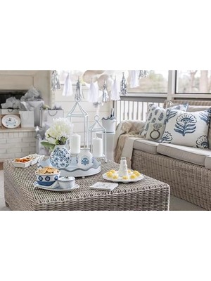 Enyaza Home Mud Pie Cflwr Blok Baskı Çiçek Vazosu, 7" x 6"