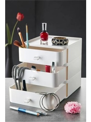 Enyaza Home 3 Katlı Çekmece Masaüstü Organizer Makyaj Takı Aksesuar Düzenleyici Saklama Kutusu