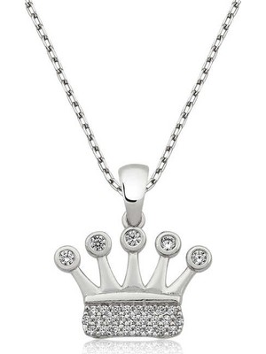 Elwes 925 Ayar Gümüş Taç Kadın Gümüş Kolye