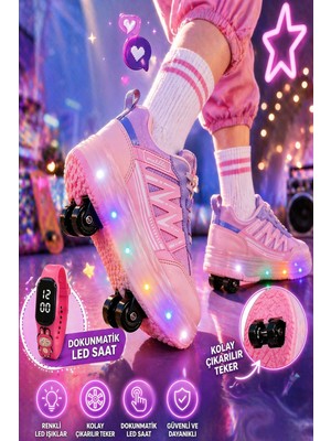 Muggo Skate Çocuk Işıklı Patenli Tekerlekli Sneaker Spor Ayakkabı