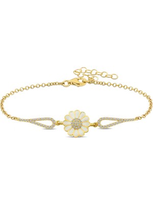 Elwes ​925 Ayar Gümüş Gold Papatya Bileklik