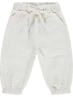 Civil Baby Müslin Kareli Erkek Çocuk Pantolon 6-18 Ay Ekru Regular Fit Konforlu Kesim