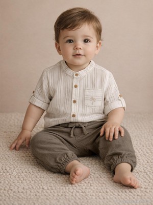 Civil Baby Müslin 6-18 Ay Pantolon - Kahverengi