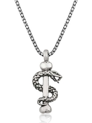 Elwes 925 Ayar Gümüş Yılan Erkek Gümüş Kolye