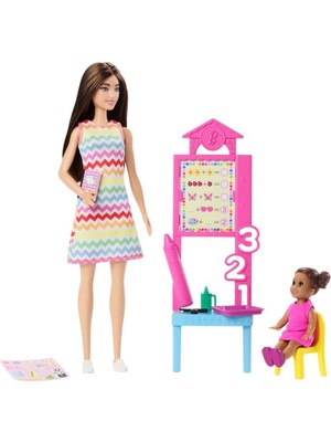 Enyaza Home Kariyer Oyun Setleri - Öğretmen Bebek Öğretmen, Kahverengi Saçlı Bebek, 1 Çocuk Figürü ve Öğretim Aksesuarları JCR76