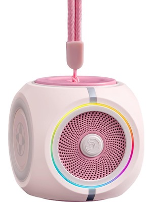 Enyaza Home Taşınabilir Bluetooth Hoparlör, Pembe, Rgb LED Işıklı, 4 Saat Çalma Süresi, Küp Tasarım, Çarkı Görevi Görür