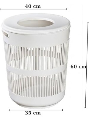 Enyaza Home Yuvarlak Kirli Çamaşır Sepeti, Beyaz, Plastik, 90 L Kapasiteli,