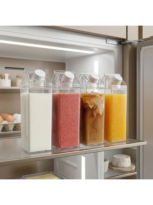 Enyaza Home Süt Kutusu Şeklinde Bardak, 500 ml Geniş Kapasite, Dayanıklı Mika Yapı, Saydam Tasarım, Ev Ofis Restoran Için Kullanıma Uygun Süt Kutusu Tasarımlı Çay Kahve Espresso Latte Sunum Bardağı