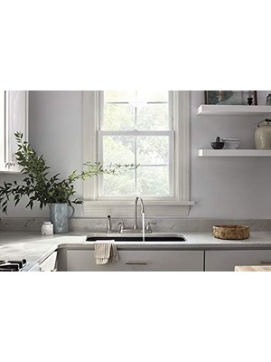 Enyaza Home P2865LF-SS Elmhurst Püskürtme Güverte Montajlı Iki Kulplu Mutfak Bataryası, Paslanmaz