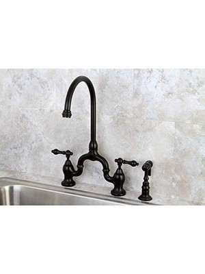 Enyaza Home Pirinç KS7795ALBS Ingiliz Ülke Mutfak Musluğu, Pirinç Püskürtücü, Yağla Pürüzsüzleştirilmiş Bronz