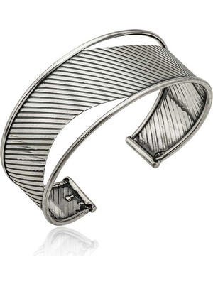 Elwes 925 Ayar Gümüş Eskitme Desenli Bilezik