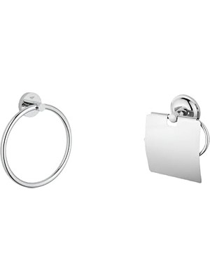 Enyaza Home Paslanmaz Duvara Monte Yuvarlak Havluluk ve Kapaklı Kağıtlık Seti