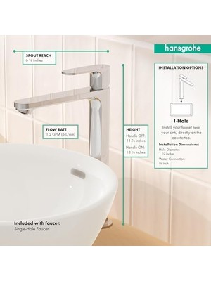 Enyaza Home 72524001 Rebris S 240, Krom 1.2 Gpm Tek Delikli Banyo Bataryası