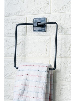 Enyaza Home Kendiliğinden Yapışkanlı Siyah Paslanmaz Metal Kare Havluluk