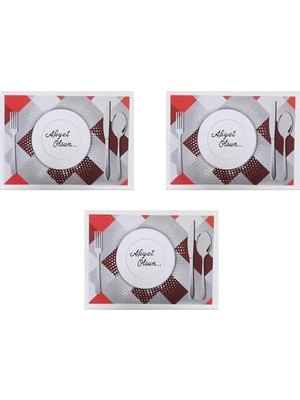 Enyaza Home Amerikan Servis Kağıdı Afiyet Olsun Baskılı Beyaz Masa Örtüsü - 29 x 40 Cm. - 100 Adetlik 3 Paket