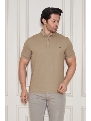 Jeus Erkek Pike Lacoste Kumaş Yakalı Toprak Tshirt