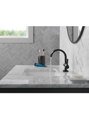 Enyaza Home Musluk Albion Tek Delikli Banyo Bataryası, Mat Siyah Tek Kolu Banyo Bataryası, Banyo Lavabo Bataryası, Metal Push Pop-Up Tahliye Grubu, 1.2 Gpm Akış Hızı, Mat Siyah 15855LF-BL