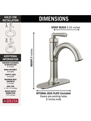 Enyaza Home Saylor Tek Delikli Banyo Bataryası Fırçalanmış Nikel, Tek Kolu Banyo Bataryası, Banyo Lavabo Bataryası, Mühür Teknolojisi, Tahliye Montajı, Paslanmaz 535-SSMPU-DST