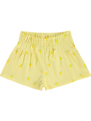 Civil Girls Limon Desenli 2-5 Yaş Şort - Sarı