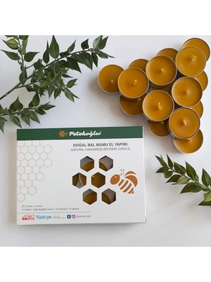 Enyaza Home (12 Adet) Tealight Doğal Petek Mum Standart Boy Beeswax Candle