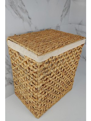 Enyaza Home Digithome Dikdörtgen Katlanabilir Kelebek Desenli Hasır Bambu Kirli Çamaşır Sepeti Kahverengi - CL-11045