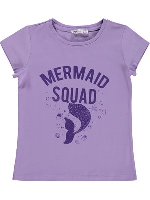 Civil Girls Mermaid Baskılı 6-9 Yaş Tişört  - Lila