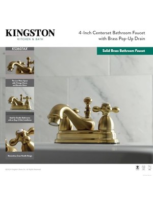 Enyaza Home KS3607AX Restorasyon 10,16 cm Ortaya Monte Lavabo Musluğu, Pirinç