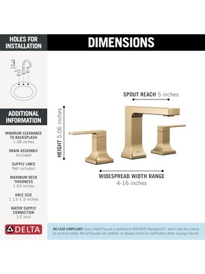 Enyaza Home Musluk Velum Yaygın Banyo Bataryası 3 Delik, Altın Banyo Lavabo Bataryası, 2 Saplı Banyo Bataryası, Banyo Bataryası, Banyo Bataryası, Şampanya Bronz 3537LF-CZMPU