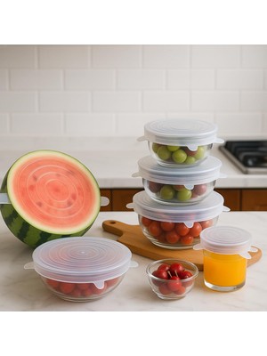 Enyaza Home Pratik Silikon Streç Kapak Seti 6’lı – Sızdırmaz, Esnek, Tekrar Kullanılabilir Kapaklar | Tüm Kaplara Uyumlu | Sızıntı Geçirmez, Bulaşık Makinesi & Mikrodalga Uyumlu